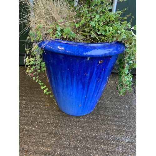 28 - Blue Glazed Planter - 57cm H