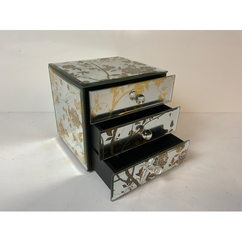 195 - Mirrored Jewellery Box, Clock, Cutlery, Glassware and Coffee Pot