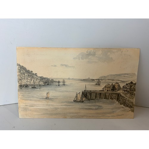 513 - C A Collis Watercolour of Instow, Appledore and Crow Point - 23cm x 14cm