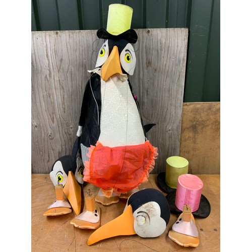 859 - Large Penguin Puppet with extra Feet, Hats and Beaks