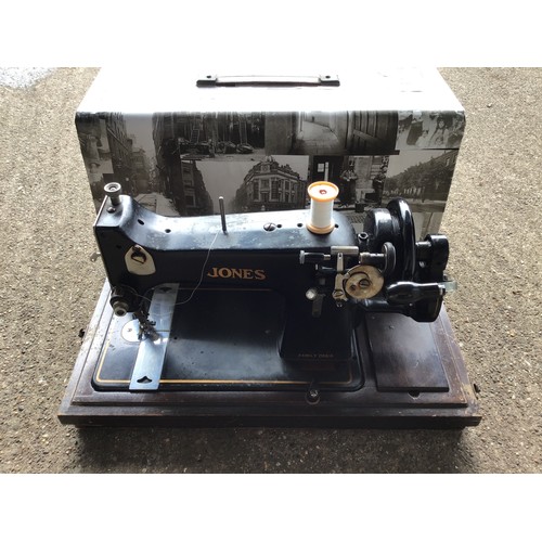 198 - Jones Cased Sewing Machine