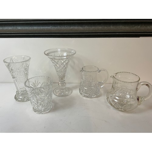 232 - 3x Glass Vases and 2x Water Jugs