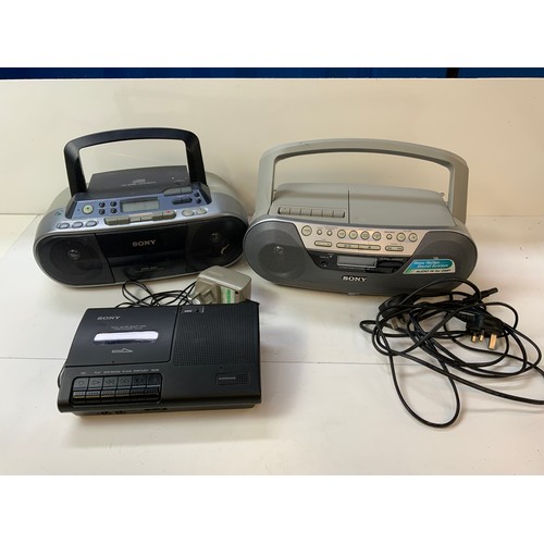 188 - 2x Sony CD Radio Cassette Recorders and Sony Cassette Recorder