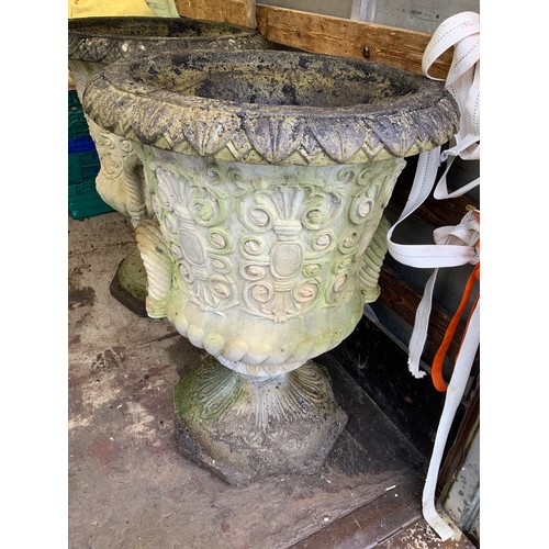 92 - Pair of Concrete Garden Urns - 90cm H