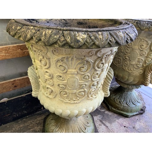 92 - Pair of Concrete Garden Urns - 90cm H