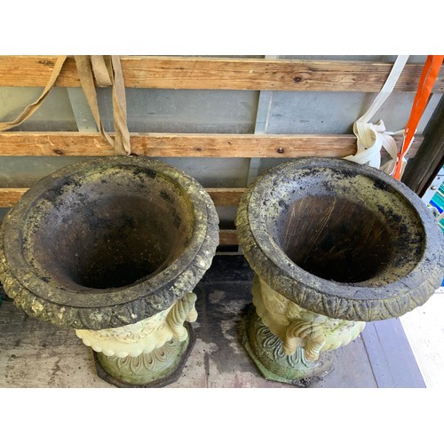 92 - Pair of Concrete Garden Urns - 90cm H