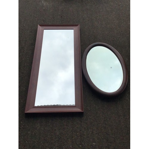 356 - 2x Wood Framed Mirrors