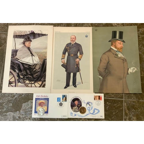 3x Vanity Fair Prints - Queen Victoria, Edward V11, Commemorative Coin ...