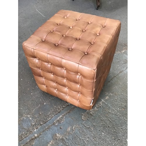 861 - Leather Button Pouffe