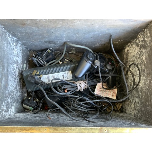 462 - Brass Coal Box and Contents - Various Leads