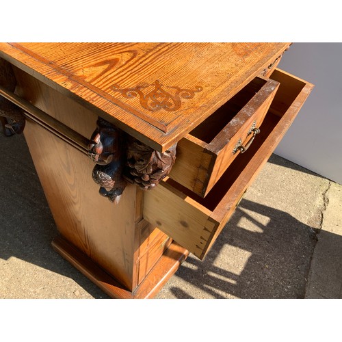 573 - Chest of Drawers with Brass Recessed Handles and Carved Detail - 76cm W x 42cm D x 87cm H