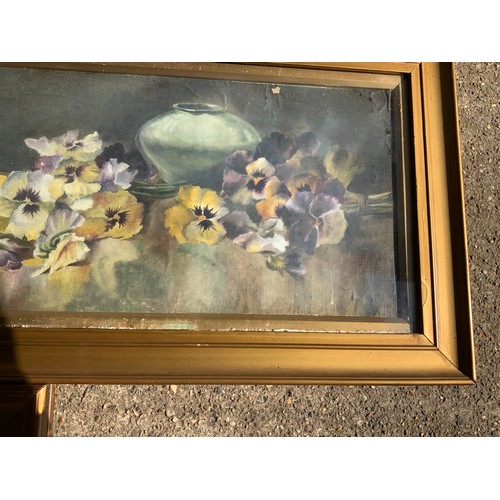 354A - 3x Gilt Framed Paintings on Canvas - Still Life