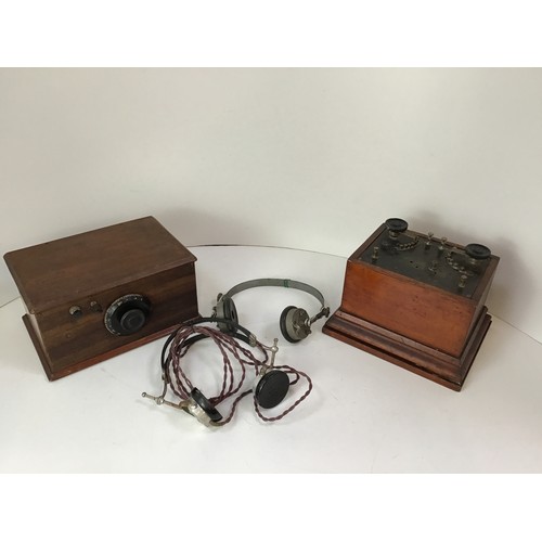 217 - 2x Crystal Set Radios and Headphones