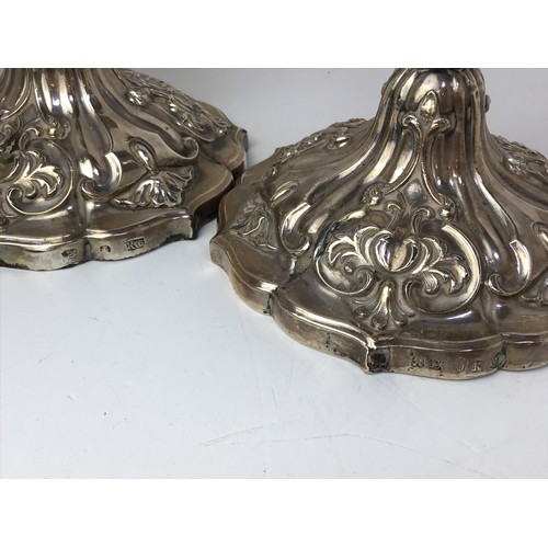 676 - Pair of Silver Candlesticks - H24cm