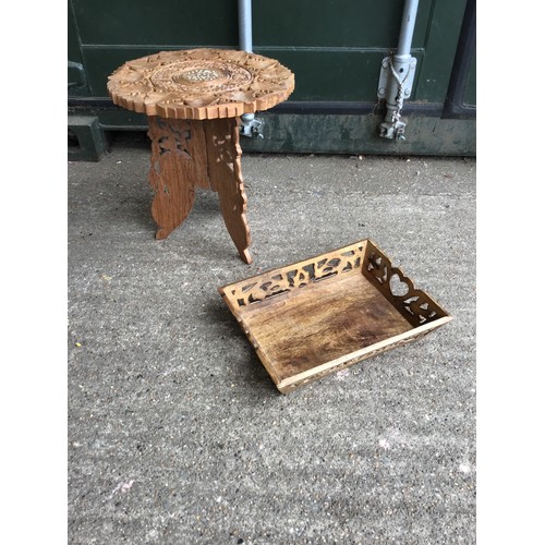 547 - Treen Carved Table and Tray