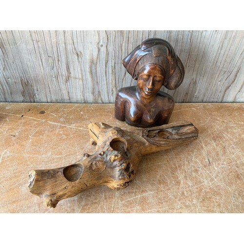 608 - Treen Figure and Tea Light Holder