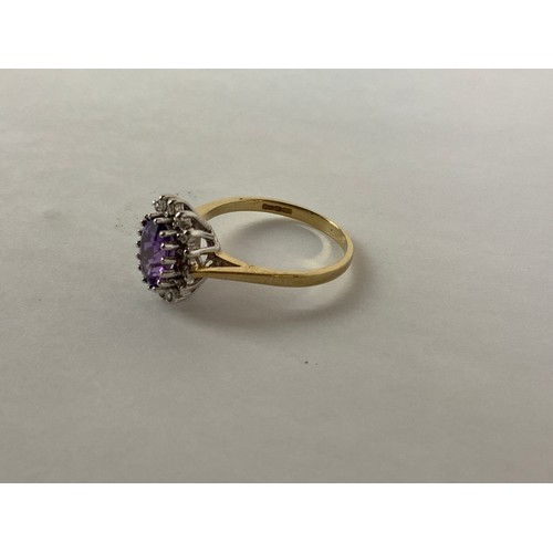 770 - 9ct Diamond and Amethyst Ring - Size L