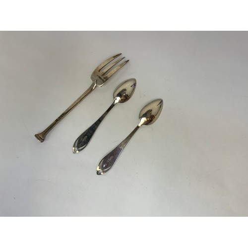 771 - Silver Pickle Fork and Pair of Dutch Teaspoons