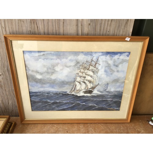 128 - Framed Watercolour - Seascape - The Pamir - Pat Nolloy