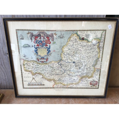 304 - Framed Antique Map - Somerset