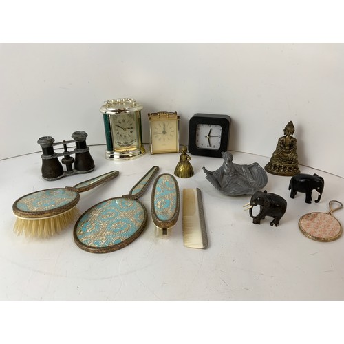 383 - Dressing Table Set, Binoculars and Clocks etc