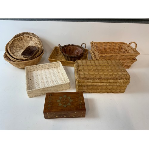 141 - Quantity of Baskets, Decorative Wooden Box