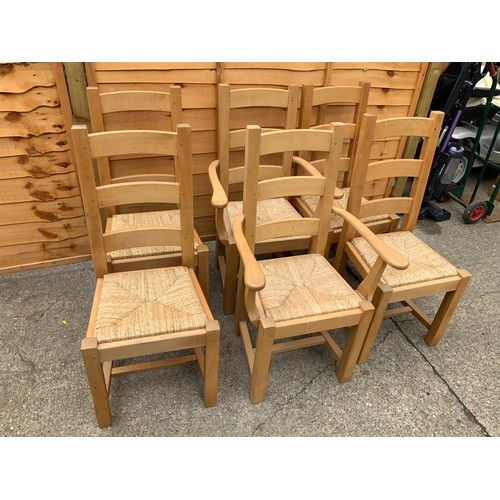 310 - 6x Good Quality Heavy Rush Seated Chairs