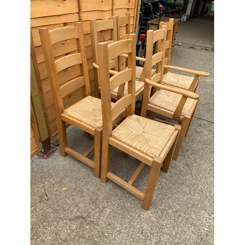 310 - 6x Good Quality Heavy Rush Seated Chairs