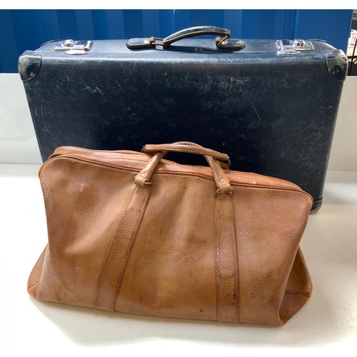 340 - Vintage Globetrotter Suitcase and Vintage Leather Holdall