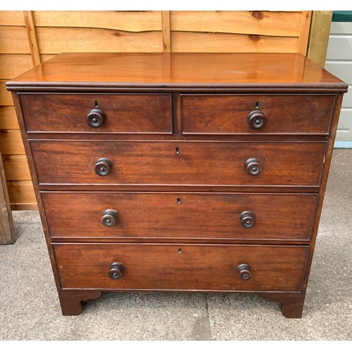 544 - Victorian Mahogany Two over Three Chest of Drawers with Bracket Feet