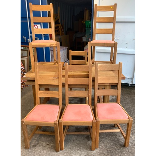 836 - Modern Oak Extending Table - 235cm When Extended and 6x Chairs