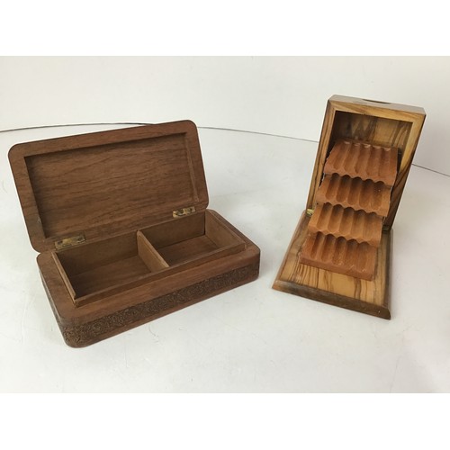 311 - Profusely Carved Treen Box and Cigarette Box