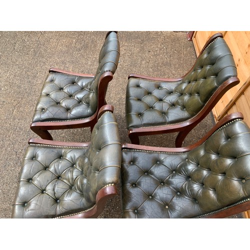 216 - 4x Leather Button Back Chairs