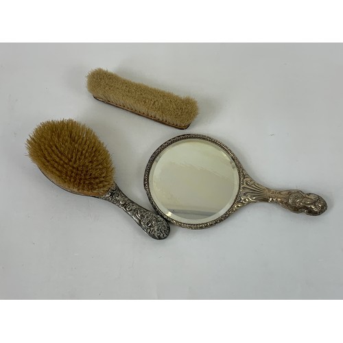 59 - Silver Backed Dressing Table Brushes and Mirror