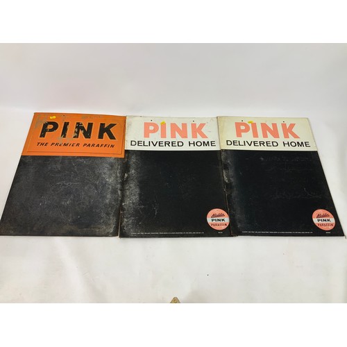 84 - 3x Pink Paraffin Price Boards