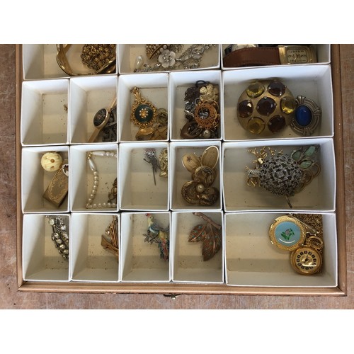 196 - Display Case and Contents - Costume Jewellery, to include Vintage and Watches etc