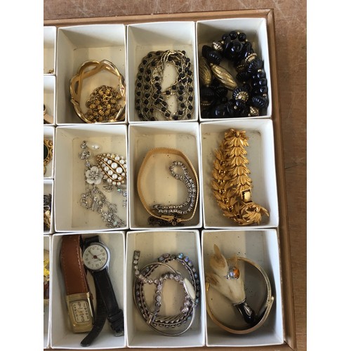 196 - Display Case and Contents - Costume Jewellery, to include Vintage and Watches etc