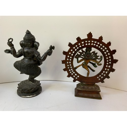 184 - Spelter Hindu Deity Statues - Ganesh and Shiva