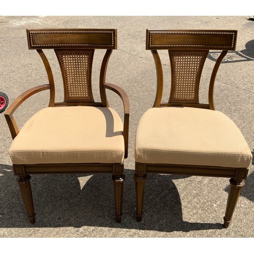 299 - 4x Cane Back Upholstered Dining Chairs (3x Chairs and One Carver)