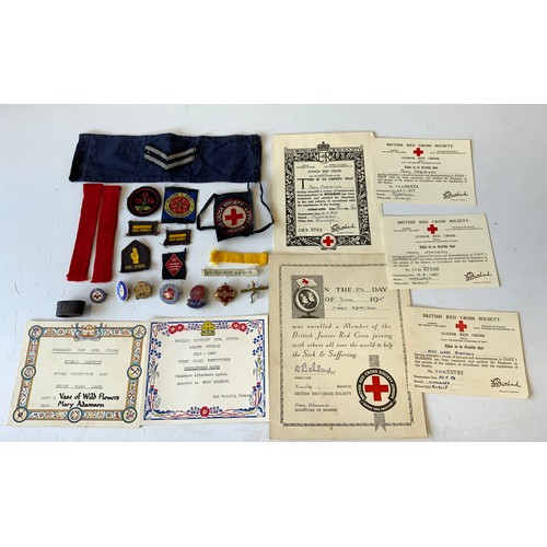 672 - Girl Guide, Red Cross Badges and Certificates etc