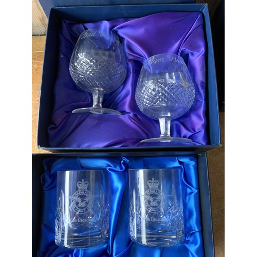 318 - Engraved Crystal Glasses, Bohemia Crystal Champagne Glasses and Dartington Tankard