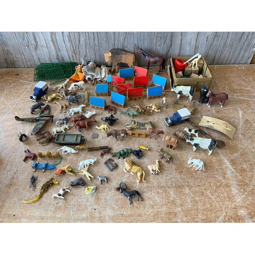 395 - Vintage Farm Animals and Wooden Houses etc