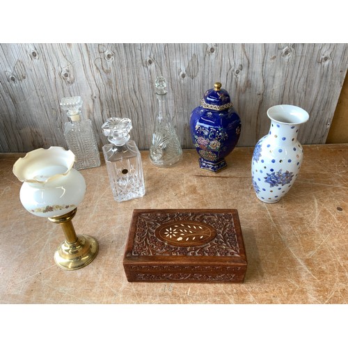 391 - Decanters, Vases and Jewellery Box etc