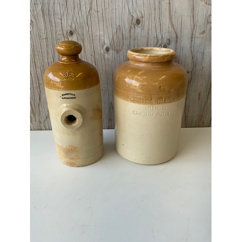213 - Crosse & Blackwell Bristol Glaze Stoneware Jar and Stoneware Foot Warmer for Mansfield Ilfracombe