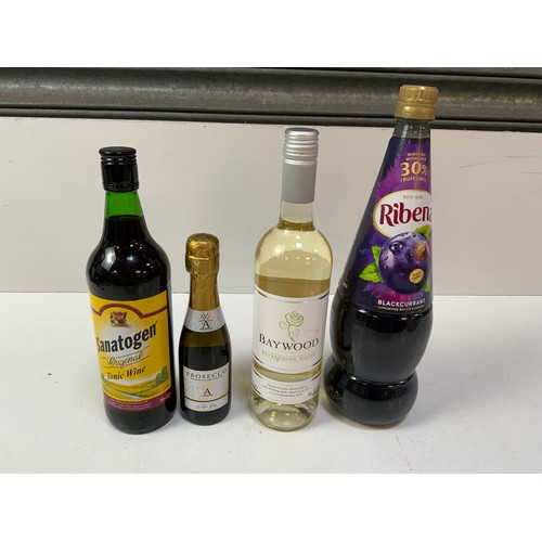 334 - Bottle of Ribena, Sanatogen and Prosecco etc