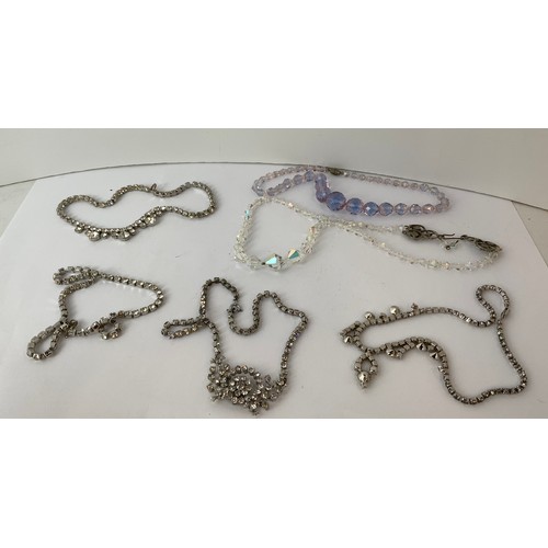 759 - Vintage 1940’s/1950’s Diamanté and Crystal Necklaces on Padded Stand