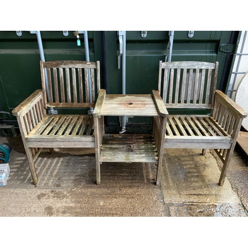 120 - Wooden Garden Chairs with Integral Table