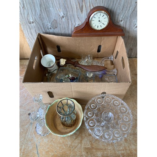 288 - Treen Clock, Glassware, Ceramics etc