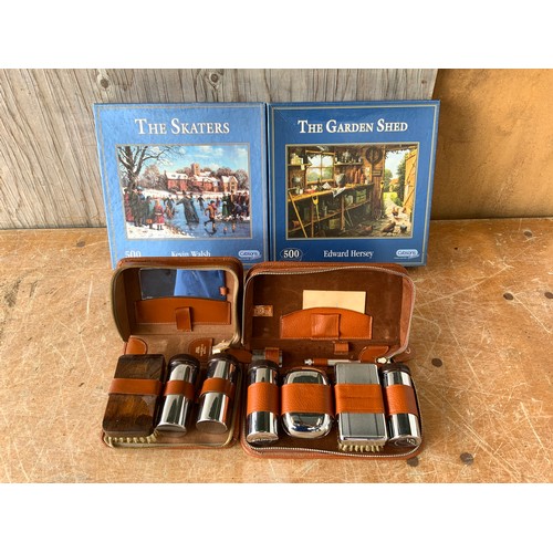 215 - 2x Gentleman’s Vanity Cases and 2x Jigsaw Puzzles