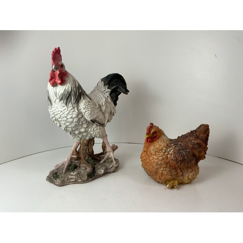 211 - Resin Cockerel and Chicken
